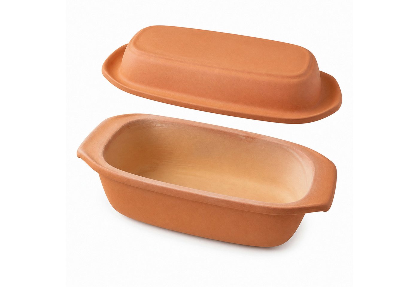 KERAZO Brotbackform 3,5L Keramik Bräter mit Deckel Brottopf Auflaufform 33x16x14cm, natur, Bräter ohne Glasur, für knuspriges Brot und saftige Ofengerichte Bild 3