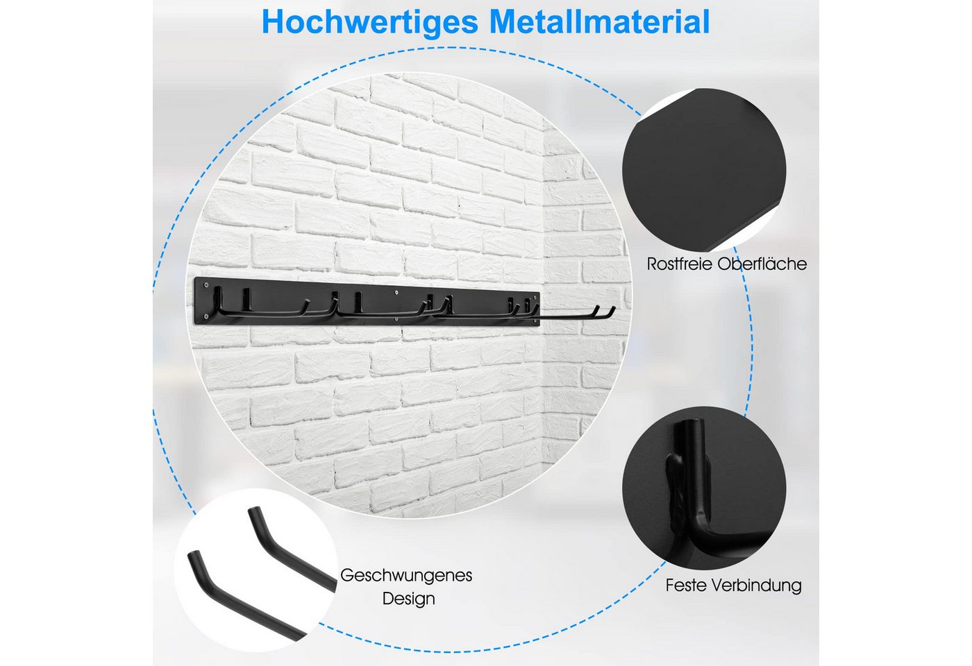 wohnTRAUM24 Gartengerätehalter Gerätehalter Wandhalterung aus Stahl, inkl. 4 Doppelhaken, (Werkzeughalter für Besen, Schaufel, Rechen, Gartengeräte) Bild 5
