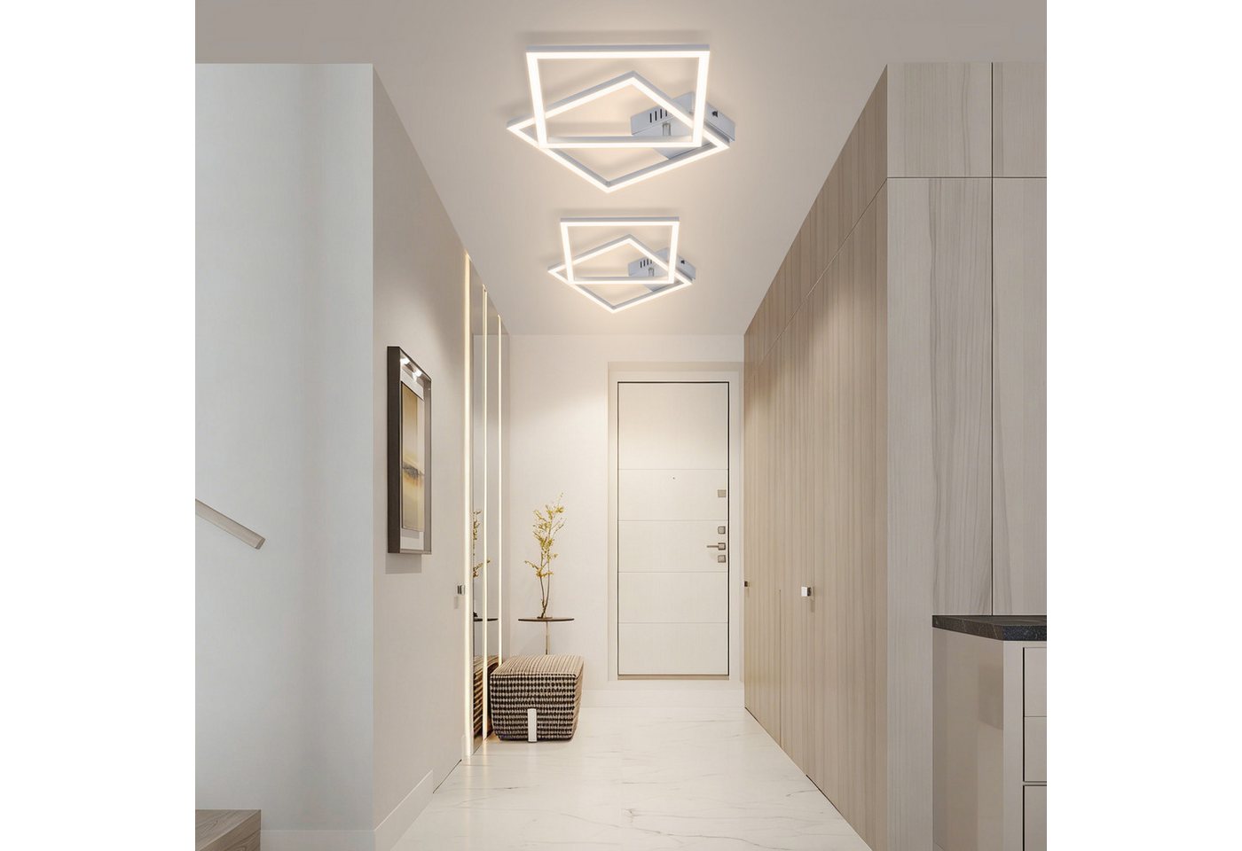 ZMH LED Deckenleuchte Deckenlampe Moderne 24W 40cm Wohnzimmer Schlafzimmer Esszimmer, Augenschutz, Einfache Installtion, LED fest integriert, Warmweiß, 24W Esszimmerlampe Eckig für Kinderzimmer