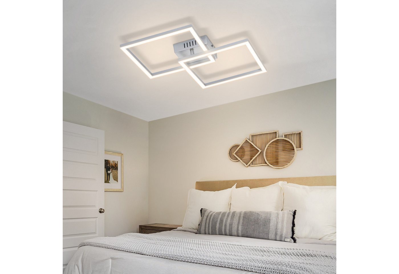 ZMH LED Deckenleuchte Deckenlampe Moderne 24W 40cm Wohnzimmer Schlafzimmer Esszimmer, Augenschutz, Einfache Installtion, LED fest integriert, Warmweiß, 24W Esszimmerlampe Eckig für Kinderzimmer Bild 3