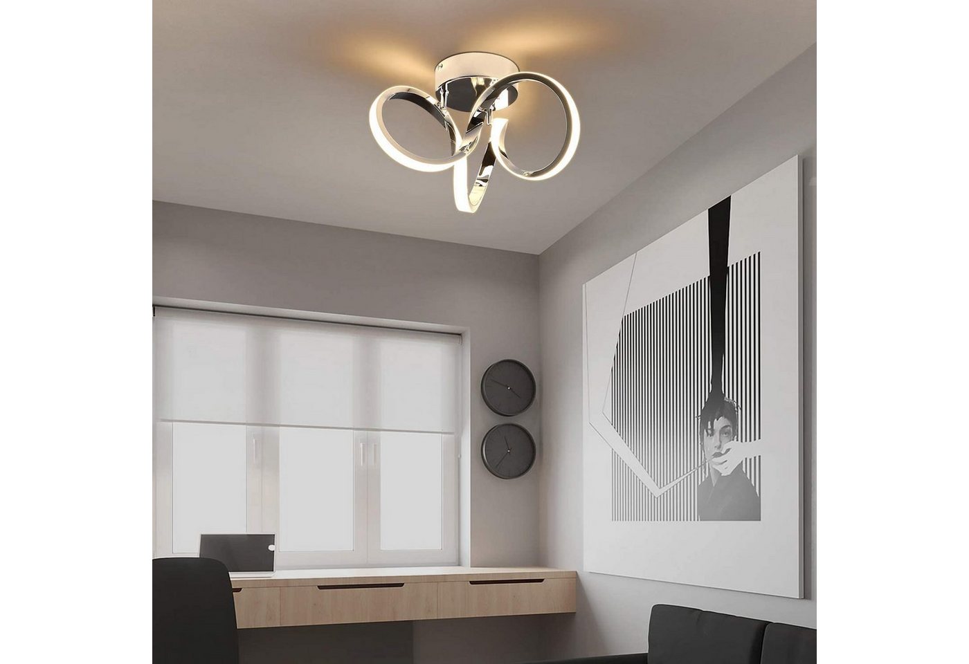 ZMH LED Deckenleuchte Deckenlampe Moderne 19W 31cm Wohnzimmer Schlafzimmer Esszimmer, LED fest integriert, 3000k, Nicht Dimmbar Up/Down Light Kabelgebunden