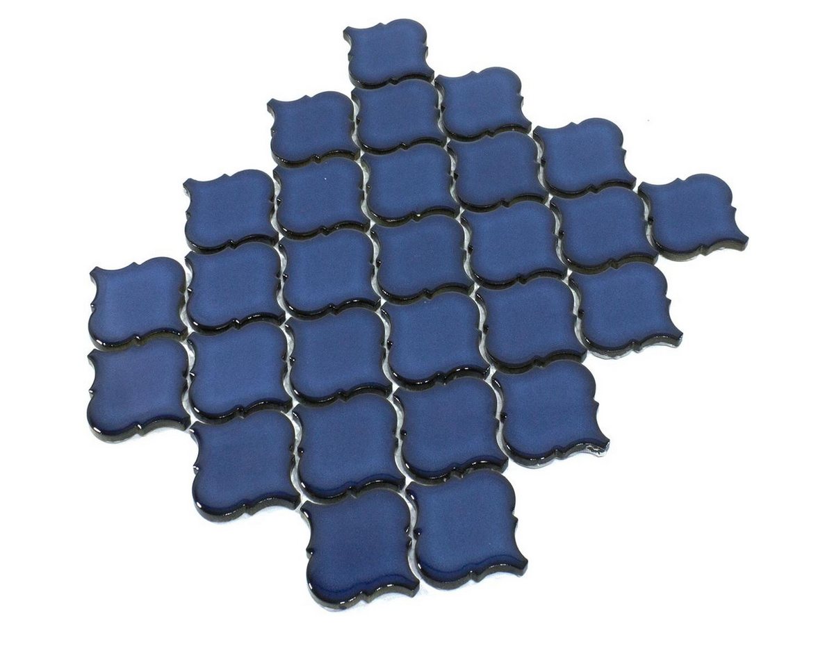 Mosafil Mosaikfliesen Keramik Mosaik Fliesen Asmara Arabesque, Keramik 29.300x24.500, blau, Verlegefertig auf ein Netz geklebt - Frostsicher - Wasserfest