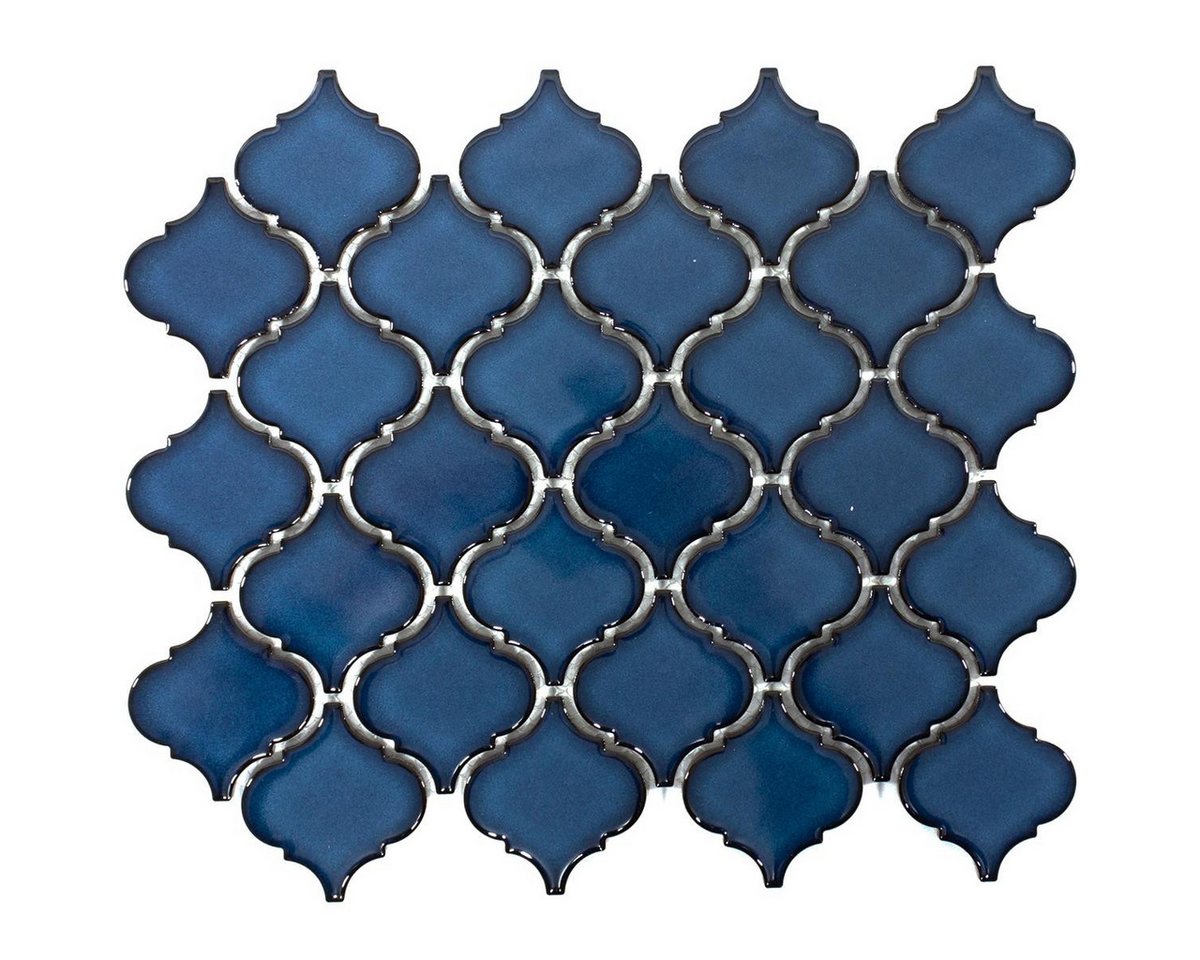 Mosafil Mosaikfliesen Keramik Mosaik Fliesen Asmara Arabesque, Keramik 29.300x24.500, blau, Verlegefertig auf ein Netz geklebt - Frostsicher - Wasserfest Bild 2