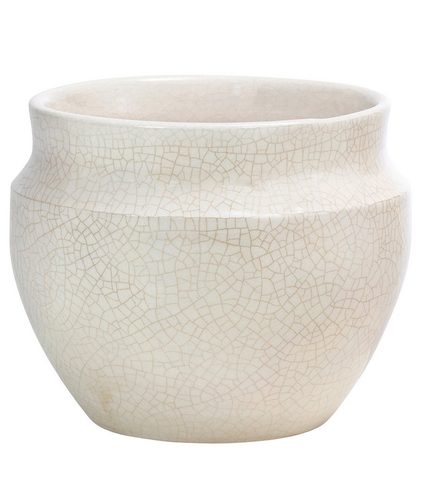 Dehner Übertopf Millie, bauchige Form, glasierte Keramik, Farbe creme, handgefertigter Indoor Blumentopf in zeitlosem Design Bild 2