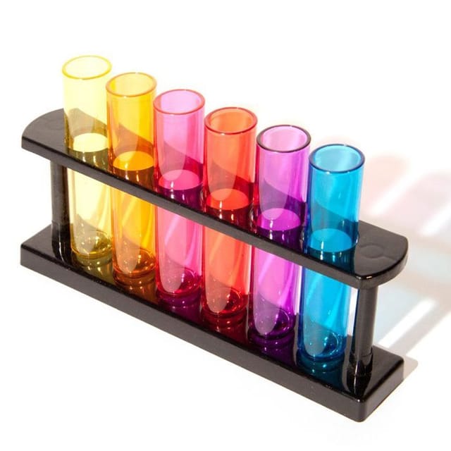 Shooter - AUS HEITEREM HIMMEL - Reagenzglas - Kapazität 25 ml - 12 Stück - 6 gemischte Farben
