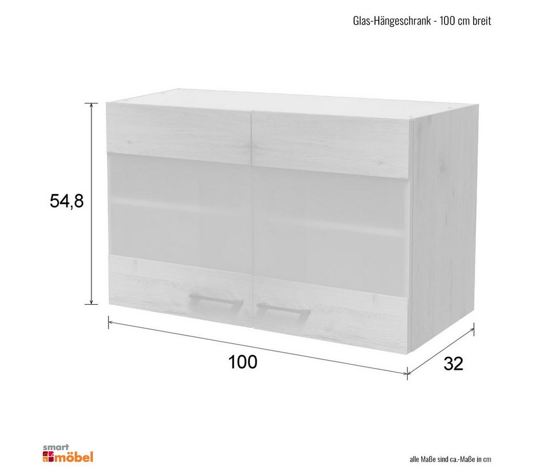 Flex-Well Glashängeschrank Glashängeschrank Küche - 100 cm breit - Weiß – Nawa Bild 2