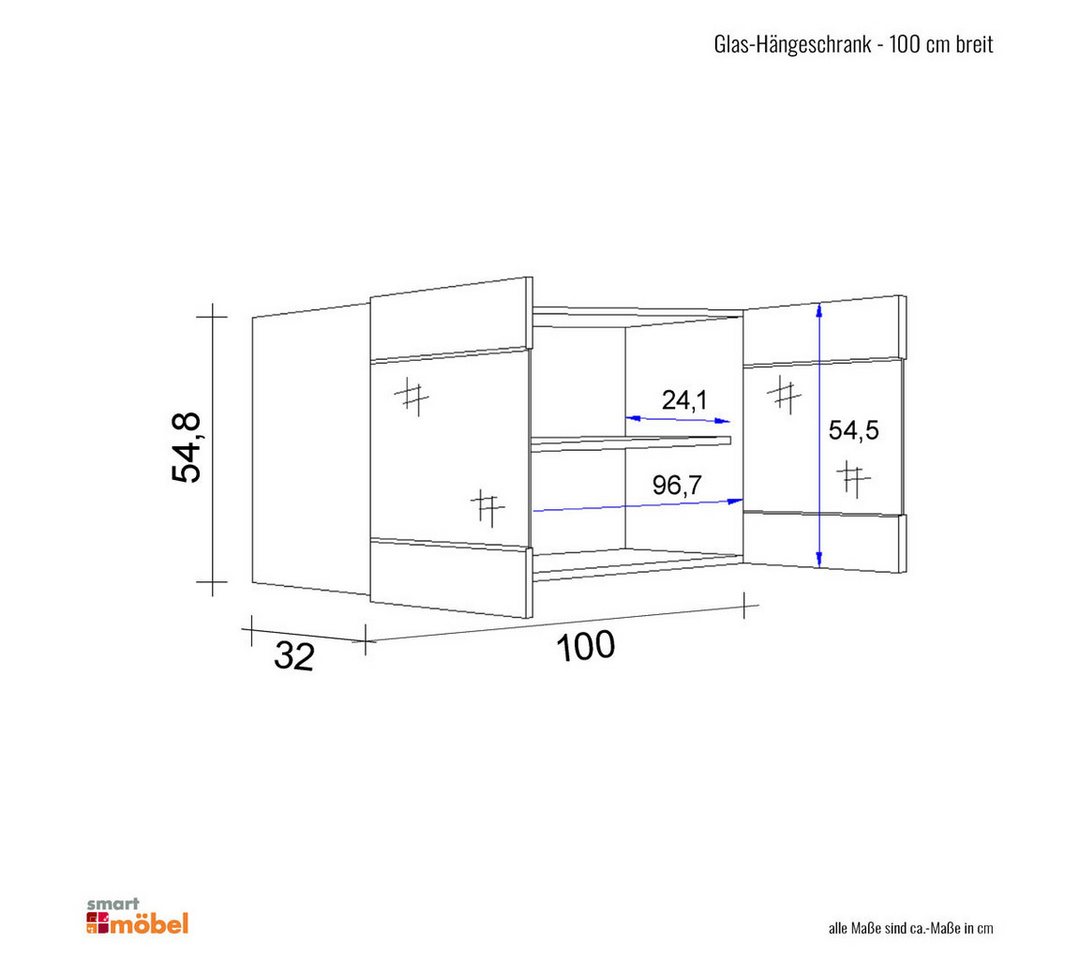 Flex-Well Glashängeschrank Glashängeschrank Küche - 100 cm breit - Weiß – Nawa Bild 4