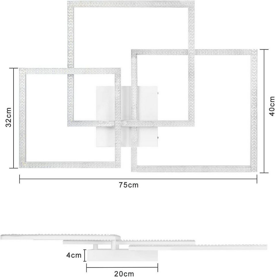 ZMH LED Deckenleuchte Deckenlampe Moderne 82W 72cm Wohnzimmer Schlafzimmer CCT/mit FB, Dimmba/mitFernbedienung, LED fest integriert, Warmweiß-Neutralweiß-Kaltweiß, mit Fernbedienung für Schlafzimmer Büro Küche Bild 2