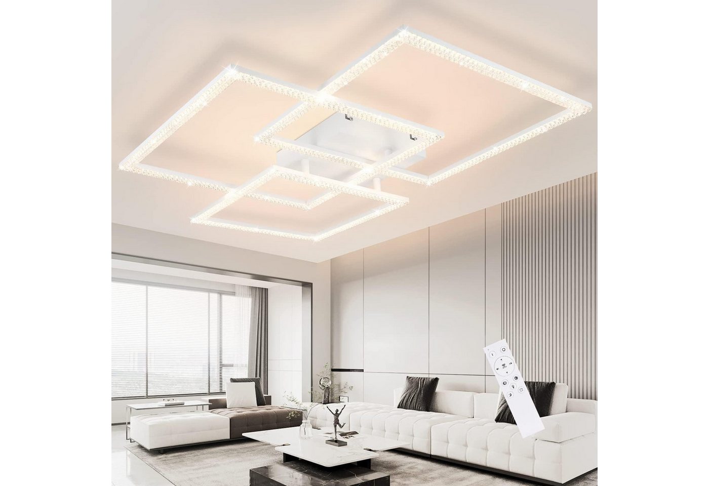 ZMH LED Deckenleuchte Deckenlampe Moderne 82W 72cm Wohnzimmer Schlafzimmer CCT/mit FB, Dimmba/mitFernbedienung, LED fest integriert, Warmweiß-Neutralweiß-Kaltweiß, mit Fernbedienung für Schlafzimmer Büro Küche Bild 5