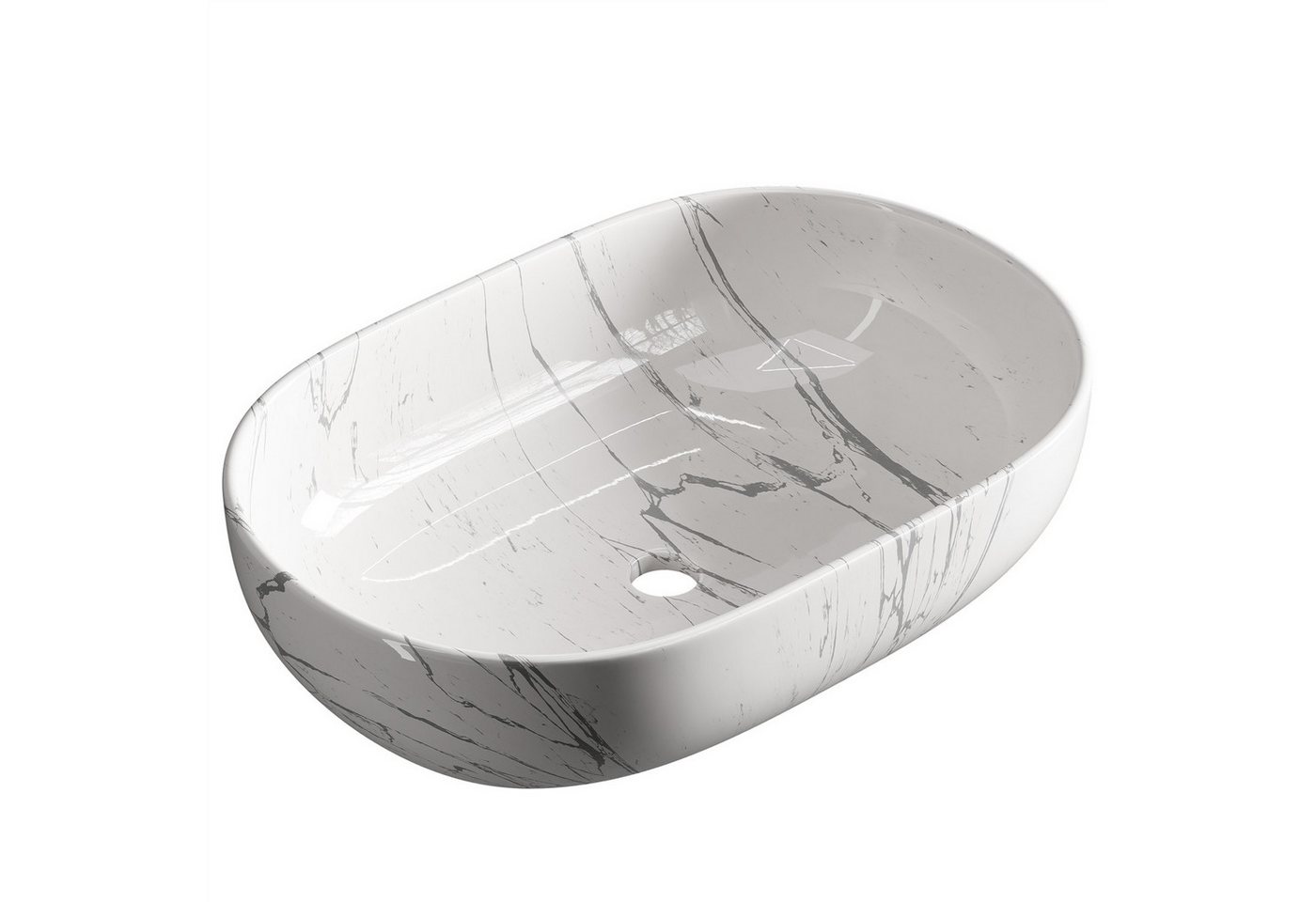 Planetmöbel Aufsatzwaschbecken Aquil Deluxe Badezimmer Waschbecken 60 cm oval für Waschtisch