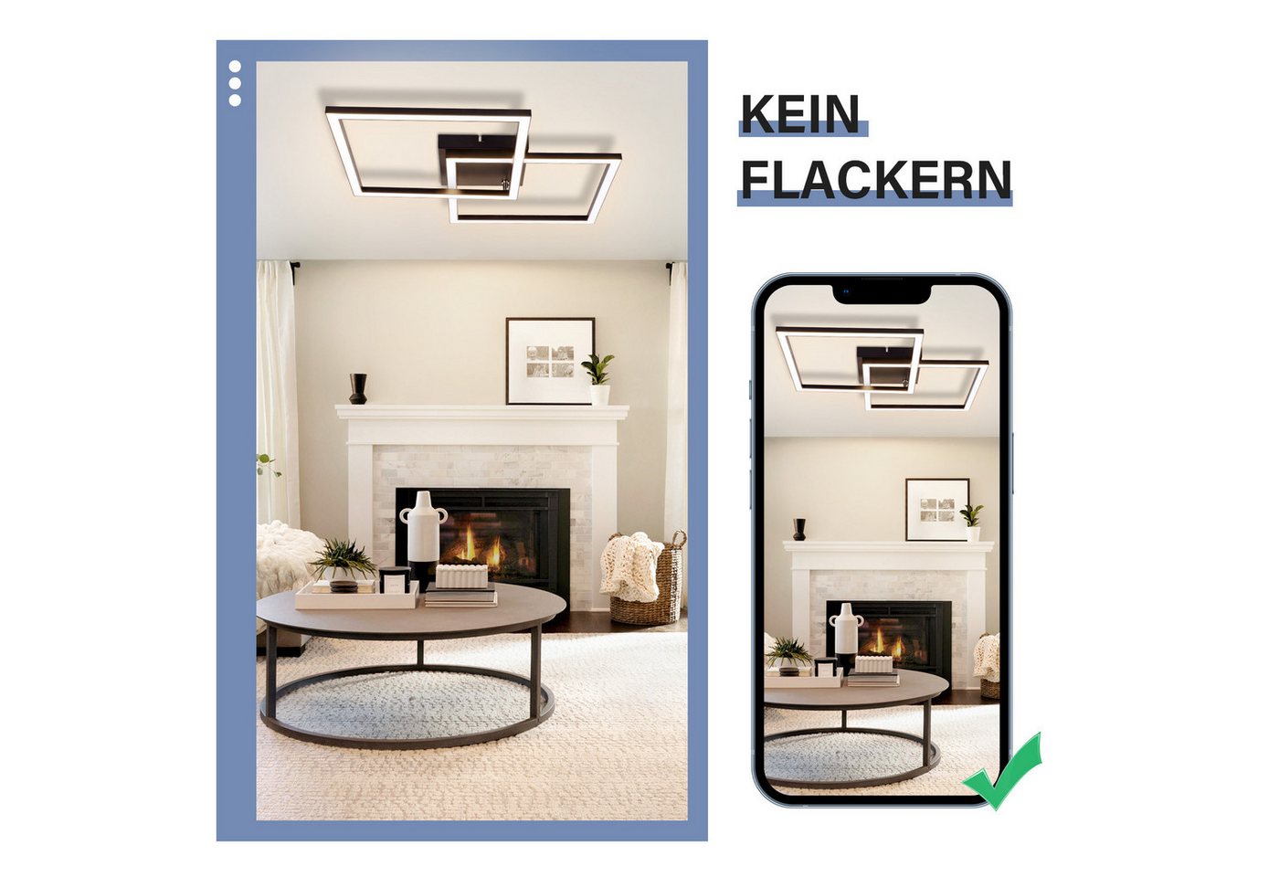 ZMH LED Deckenleuchte Deckenlampe Schwarz/Weiß Wohnzimmer Esszimmer Moderne 3000K, Einfache Installation, LED fest integriert, Warmweiß, Hochwertiger Lichtstreifen Augenschutz Schlafzimmerlampe Bild 2