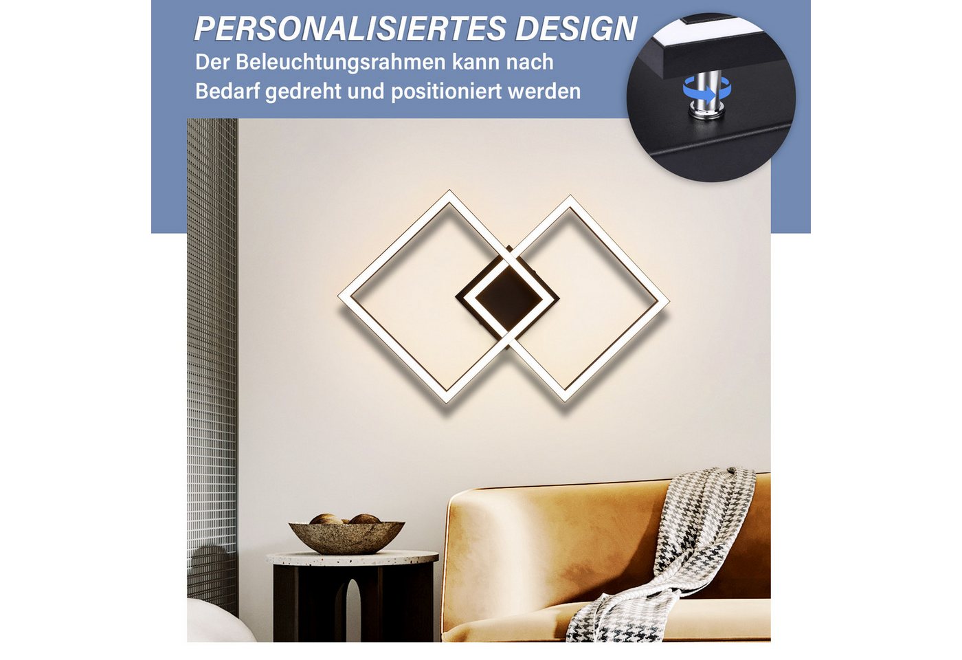 ZMH LED Deckenleuchte Deckenlampe Schwarz/Weiß Wohnzimmer Esszimmer Moderne 3000K, Einfache Installation, LED fest integriert, Warmweiß, Hochwertiger Lichtstreifen Augenschutz Schlafzimmerlampe Bild 3