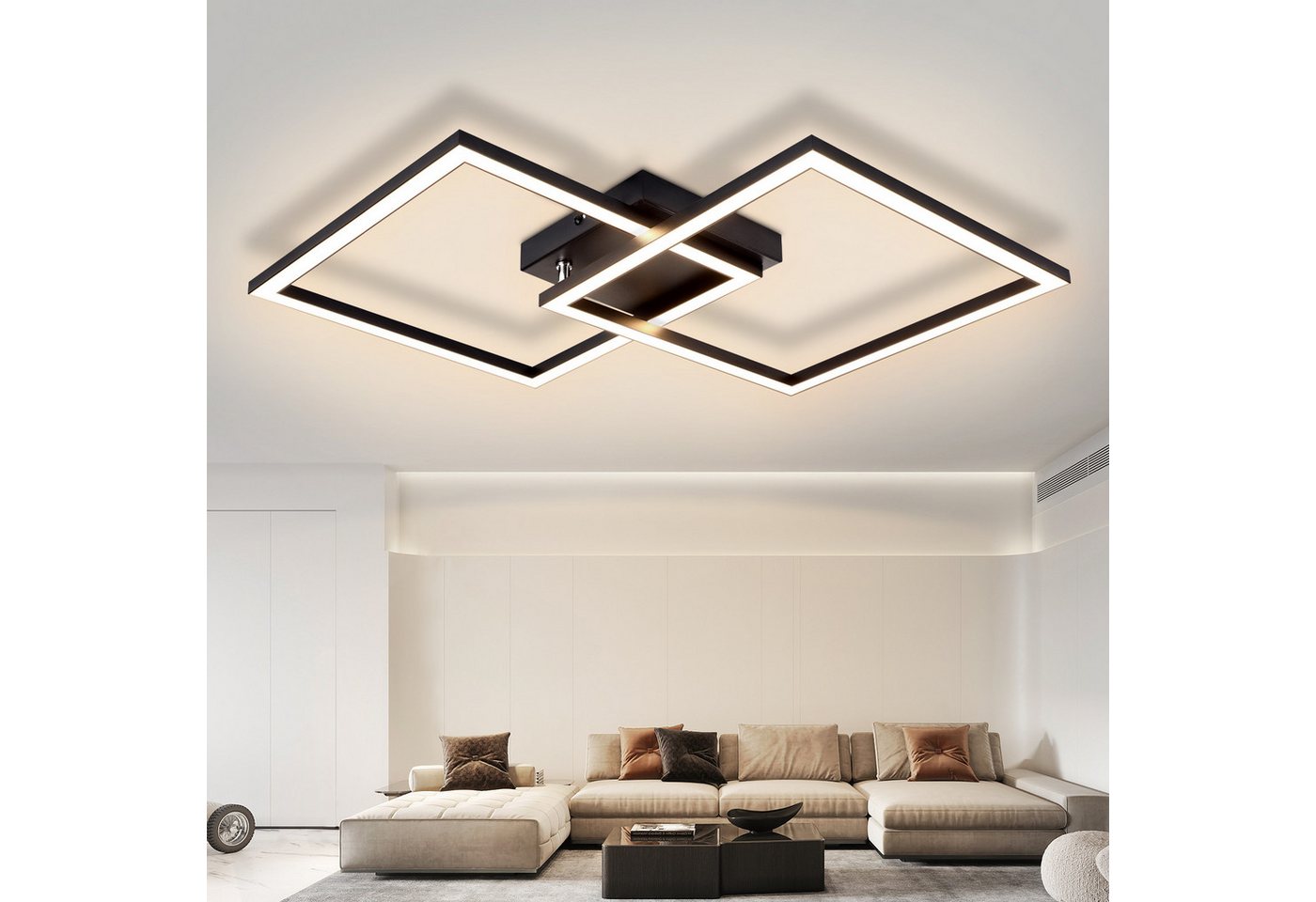ZMH LED Deckenleuchte Deckenlampe Schwarz/Weiß Wohnzimmer Esszimmer Moderne 3000K, Einfache Installation, LED fest integriert, Warmweiß, Hochwertiger Lichtstreifen Augenschutz Schlafzimmerlampe Bild 5