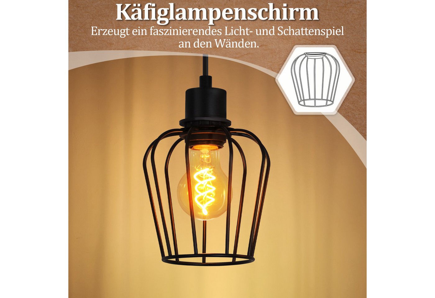 ZMH Deckenleuchte E27 Deckenlampe 2/3/4 Flammig Schwarz-Holz Wohnzimmer Esszimmer, Einfache Installation, ohne Leuchtmittel, Wohnzimmerlampe mit höhenverstellbaren Strahlern aus Metall