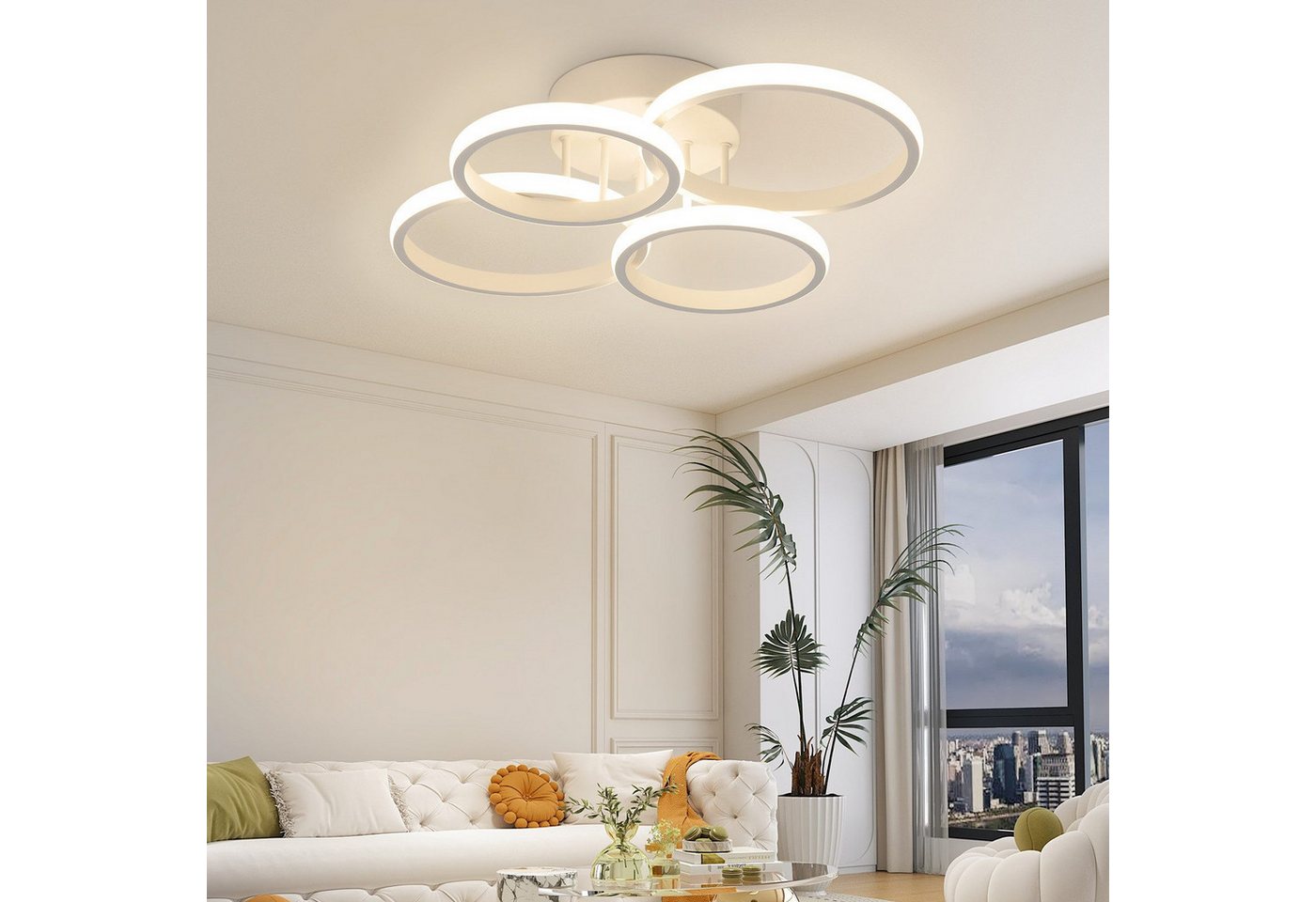 ZMH LED Deckenleuchte Deckenlampe Moderne 48W 53cm Wohnzimmer Esszimmer CCT/mit FB, LED fest integriert, warmweiß, neutralweiß, kaltweiß, LED dimmbar moderne Schlafzimmerlampe Bild 5