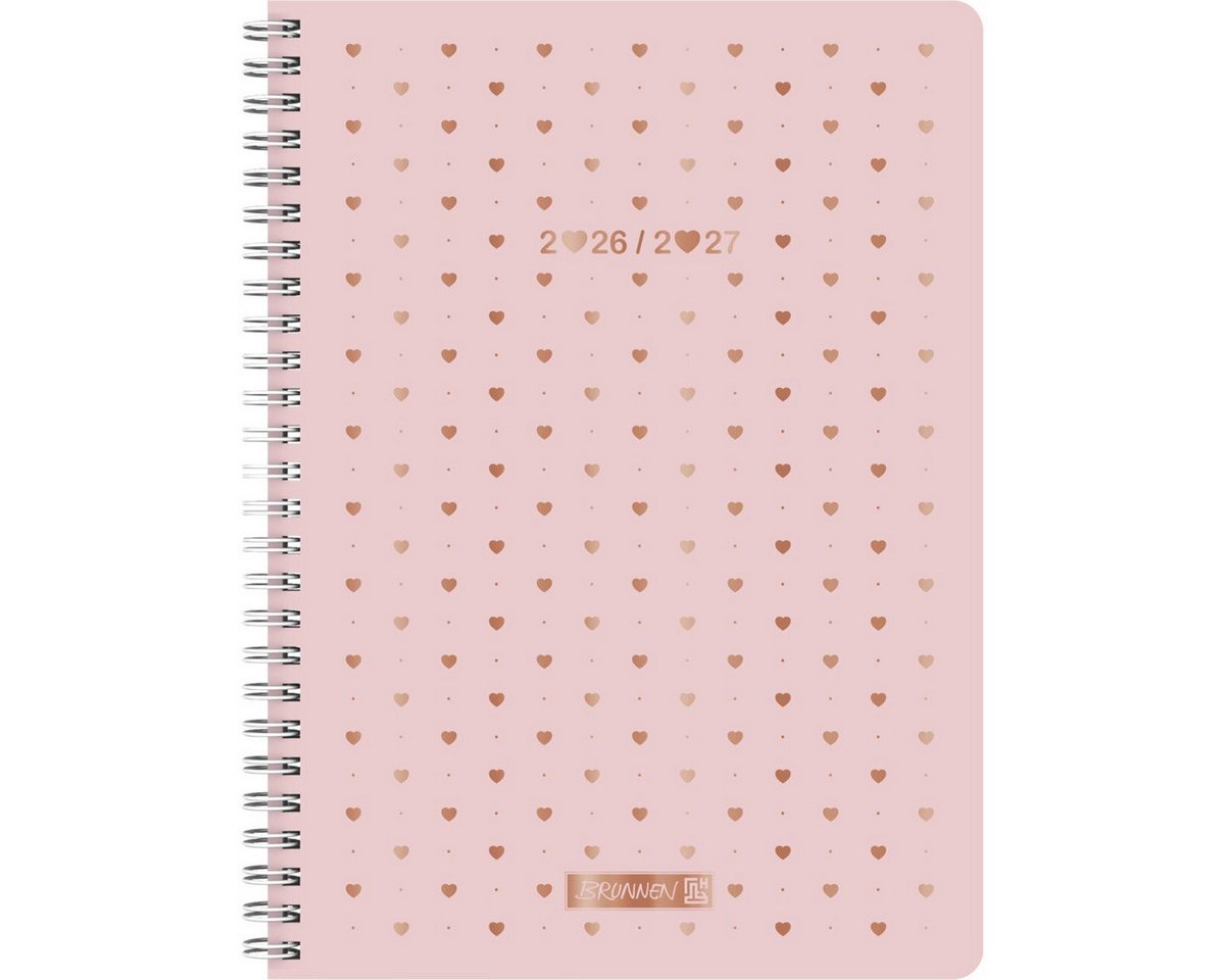 BRUNNEN Buchkalender Schülerkalender A5 1 Woche/2 Seiten Pretty Pink 2026/2027