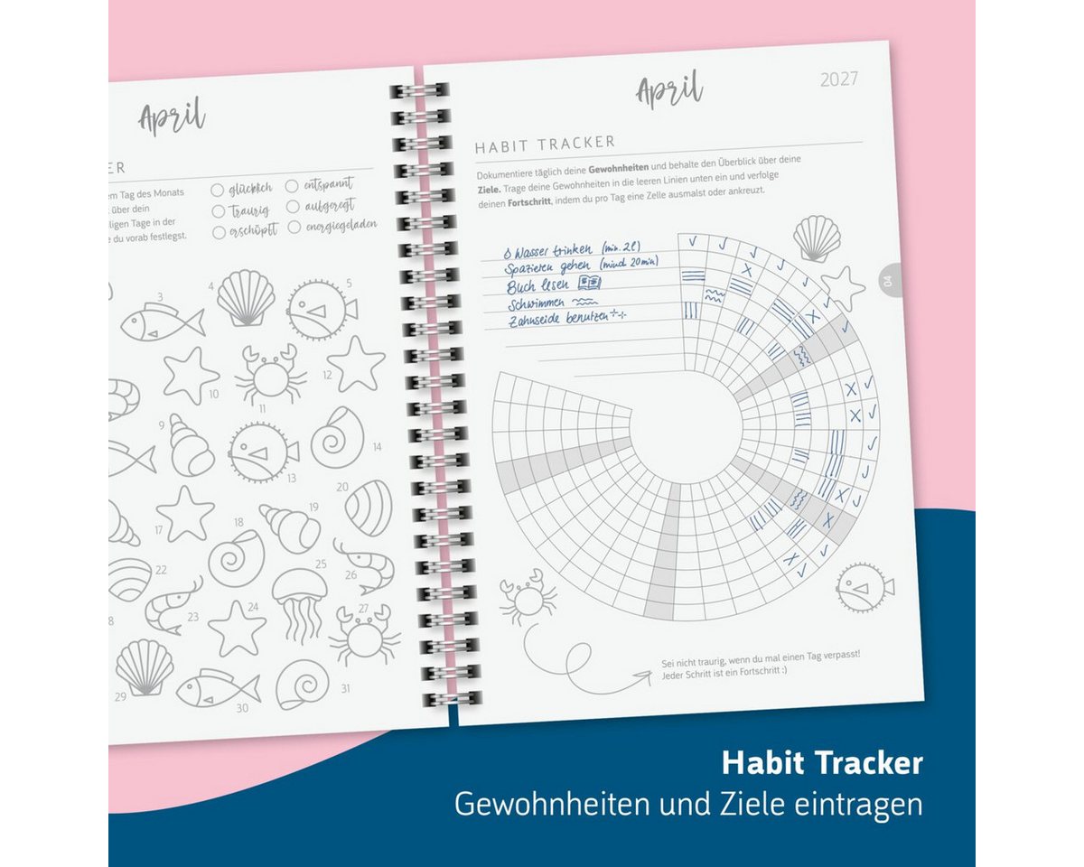 BRUNNEN Buchkalender Schülerkalender A5 1 Woche/2 Seiten Pretty Pink 2026/2027 Bild 2