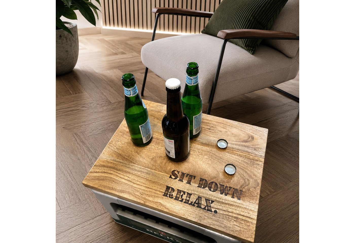 BURI Sitzauflage 2x Bierkastensitz Getränkekistensitz Sitzauflage 41x30x2cm Holz, (2 St) Bild 2