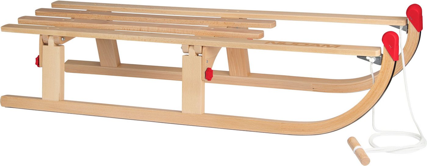 NIJDAM Faltschlitten Hörnerrodel Klappschlitten Davos Holz 110 cm