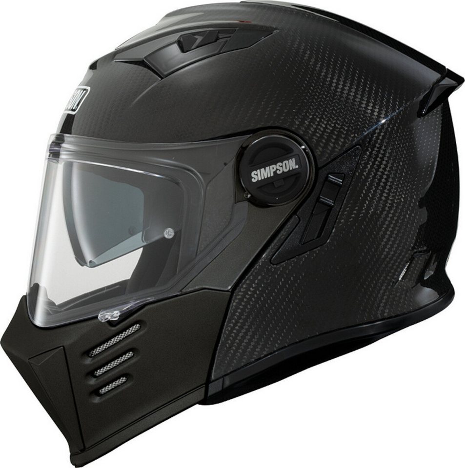 Simpson Motorradhelm Darksome Carbon 06 Klapphelm, Vorbereitet Für Kommunikationssystem,integriertes Sonnenvisier