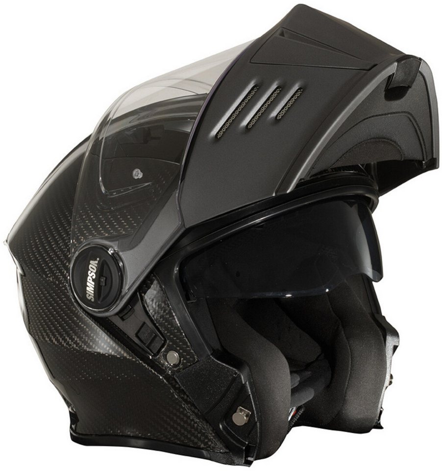 Simpson Motorradhelm Darksome Carbon 06 Klapphelm, Vorbereitet Für Kommunikationssystem,integriertes Sonnenvisier Bild 4