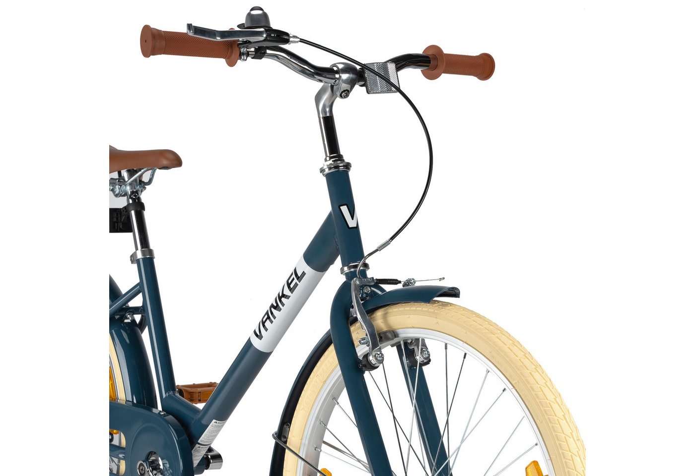 Vankel Kinderfahrrad 24 Zoll, Rücktrittbremse, tiefer Einstieg, Blau, 1 Gang, Ab 8 Jahren, 130-155 cm, Schutzbleche, Reflektoren Bild 2