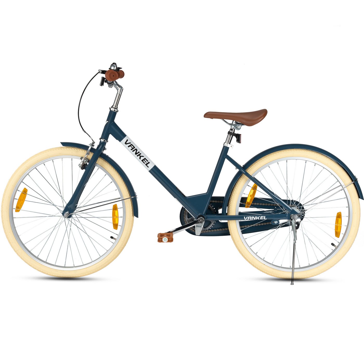 Vankel Kinderfahrrad 24 Zoll, Rücktrittbremse, tiefer Einstieg, Blau, 1 Gang, Ab 8 Jahren, 130-155 cm, Schutzbleche, Reflektoren Bild 4