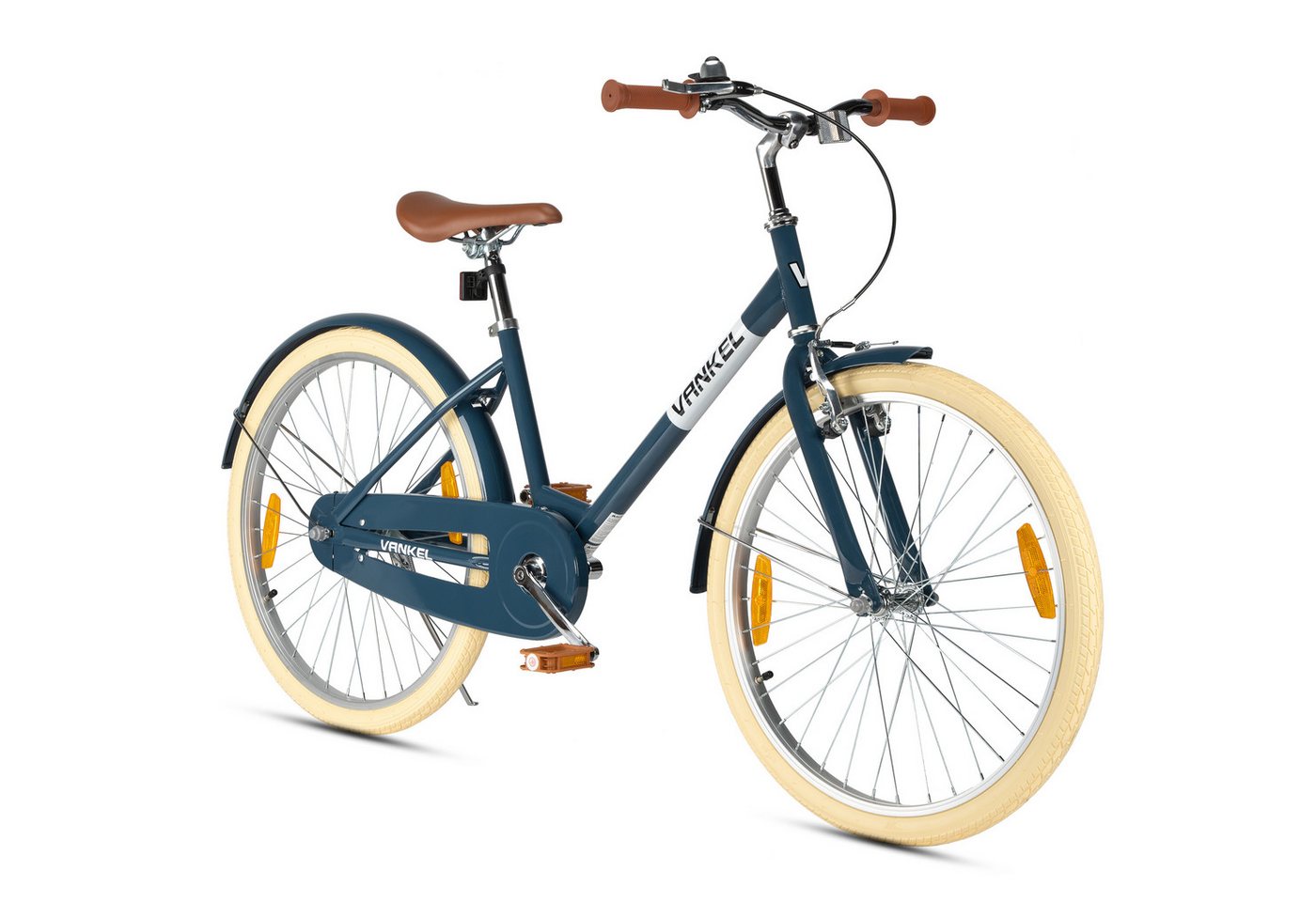 Vankel Kinderfahrrad 24 Zoll, Rücktrittbremse, tiefer Einstieg, Blau, 1 Gang, Ab 8 Jahren, 130-155 cm, Schutzbleche, Reflektoren Bild 5