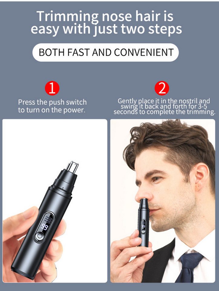 inschimmer Nasen- und Ohrhaartrimmer Nasenhaartrimmer USB Wiederaufladbar Nasen- und Ohrhaartrimmer Unisex Bild 4