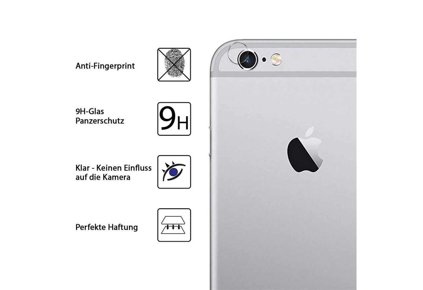 CoolGadget Schutzfolie Panzerfolie für iPhone 6 / 6S, (Spar-Set 4in1, 2x Displayschutz, 2x Kameraschutz), Panzerglas Schutzfolie für Apple iPhone 6 / 6S Folie Bild 4