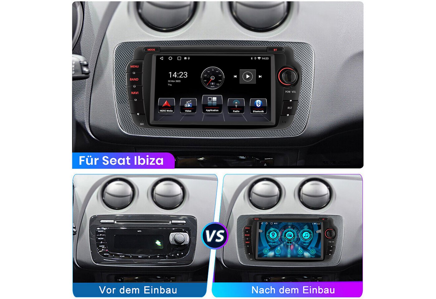 ESSGOO DAB+ 64G Android 15 Für Seat Ibiza IV 6J 2009-13 GPS Navi RDS Carplay Autoradio (RDS, 4+64GB(optional), DAB (optional), FM, AM, DAB+ (optional), Apple Carplay & Android Auto,2+64GB(optional),EQ SWC,DBA) Bild 2