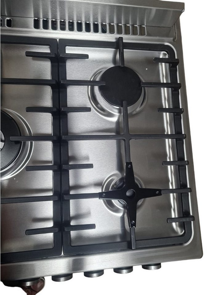 Gasline Gas-Standherd mit Gasbackofen GAG90GOINX, mit 1-fach-Teleskopauszug, 90 cm breit mit WOK Brenner und Drehspieß