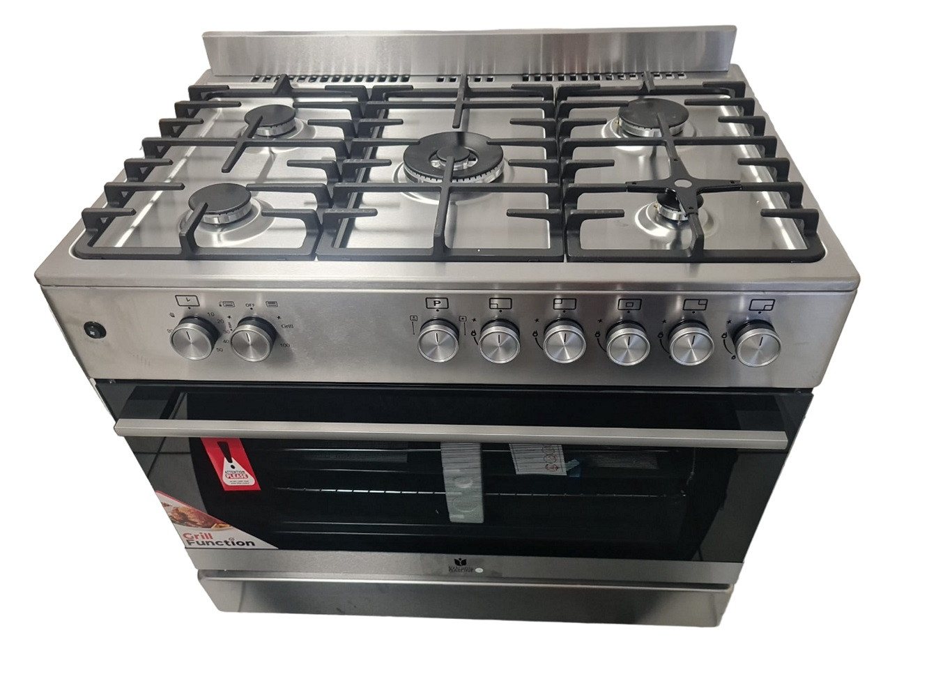 Gasline Gas-Standherd mit Gasbackofen GAG90GOINX, mit 1-fach-Teleskopauszug, 90 cm breit mit WOK Brenner und Drehspieß Bild 3