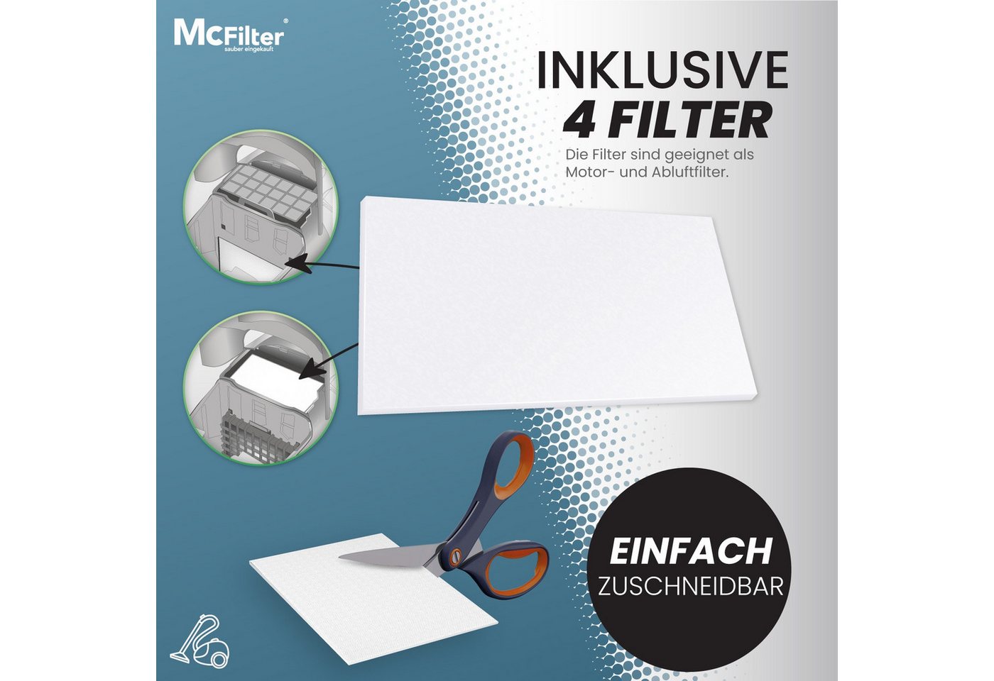 McFilter Staubsaugerbeutel 16 Stück, passend für Siemens VZ16GALL-Typ G ALL, VS06G2410, VSZ3XTRM11, 16 St., Staubbeutel inkl. 4 Filter