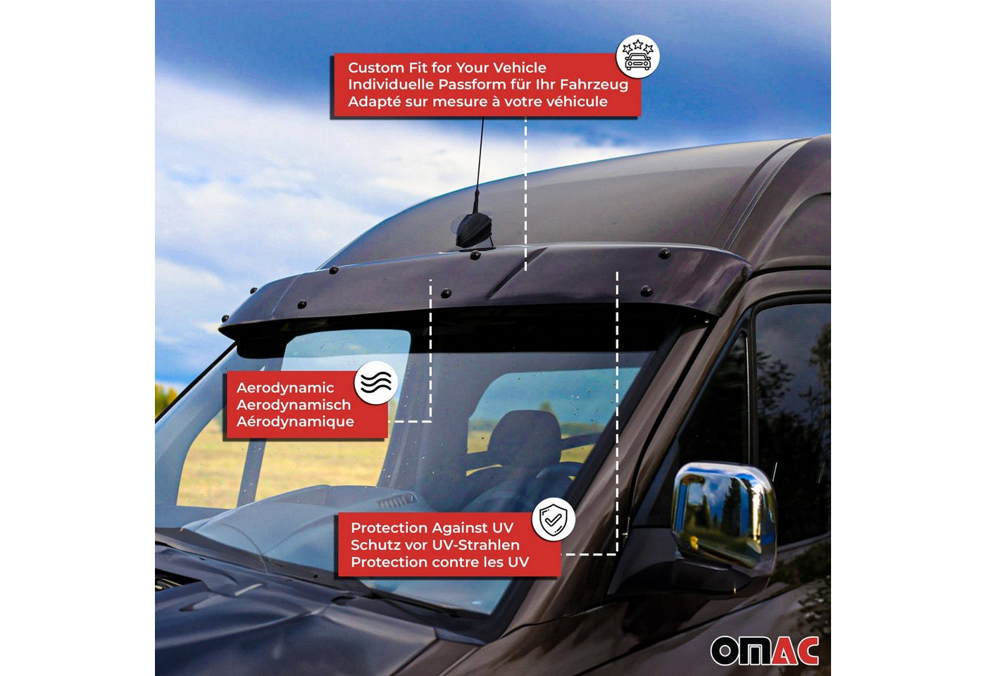 OMAC Autosonnenschutz Sonnenblende äußeren für Nissan Navara 2004-2015 D40 Acryl, 33 x 25 cm, (1-St), Sonnenschutz Bild 4