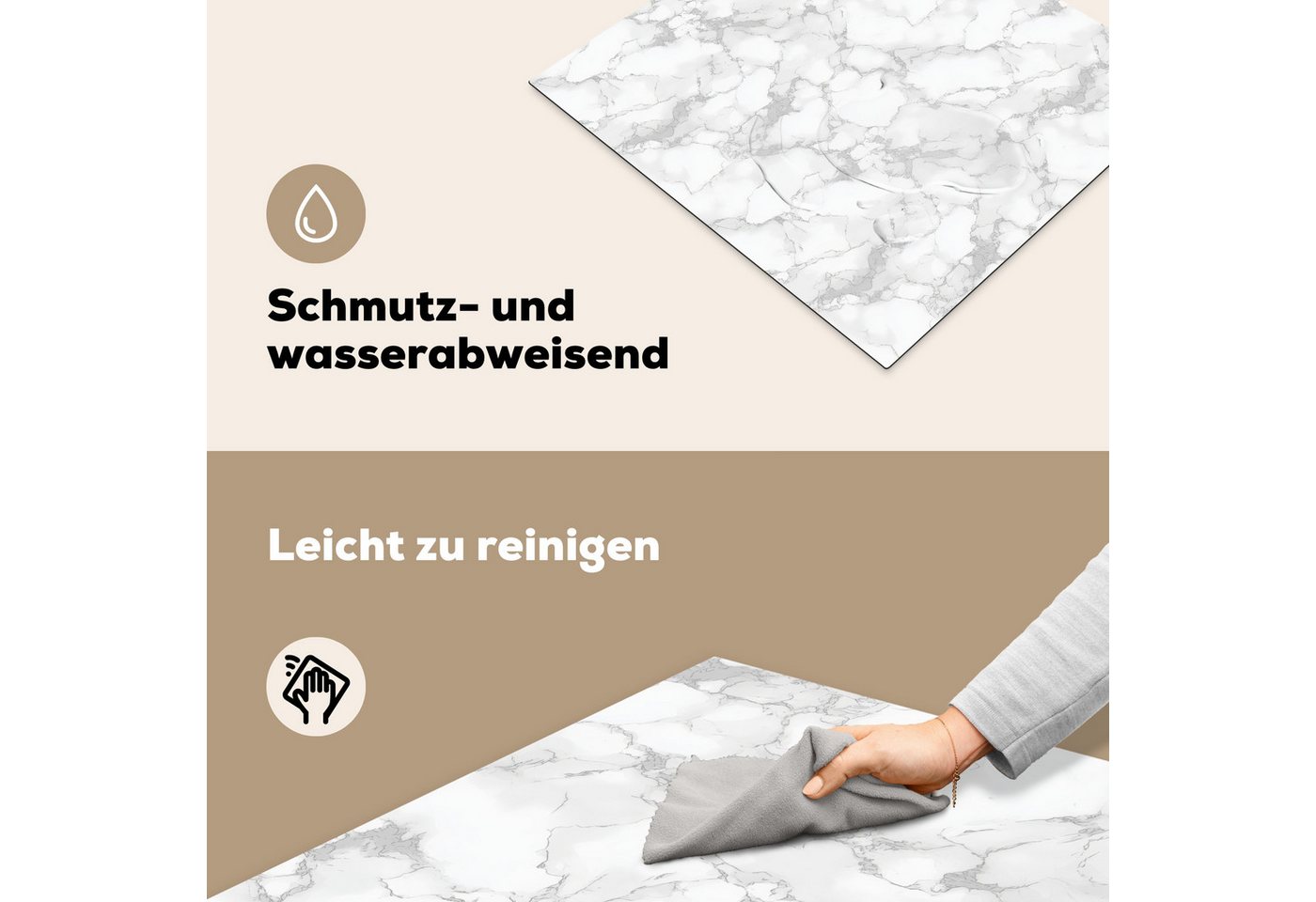 MuchoWow Herd-Abdeckplatte Weiß - Marmor - Grau, Vinyl, (1 tlg), Cerankochfeld Abdeckung, Herd Abdeckplatten Vinyl, 58.3x51.3 cm Bild 5