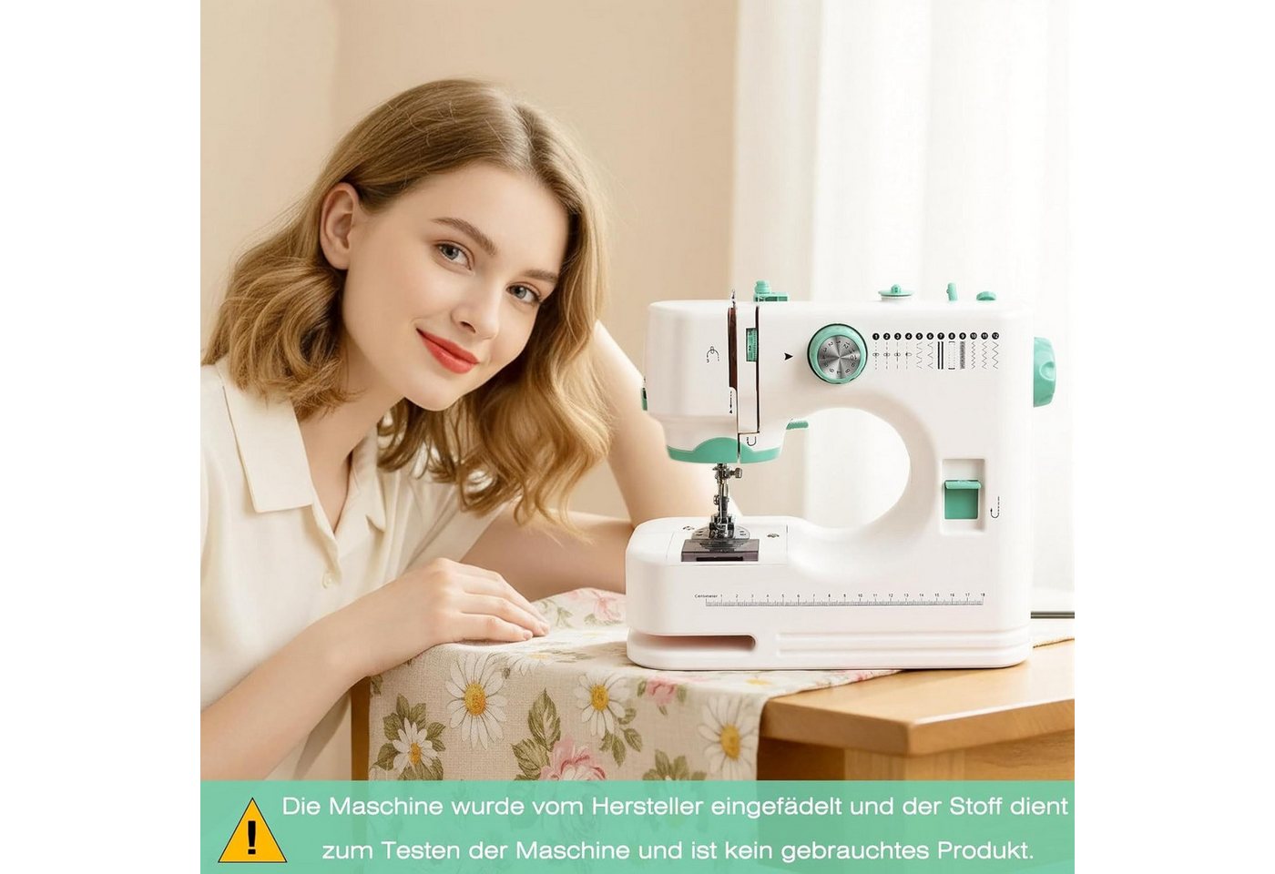 Fyrove Nähmaschine Nähmaschine Haushaltsnähmaschine mit 12 Stichmustern Nähzubehör-Set, 12 Programme, Tragbare Nähmaschine mit Doppelnadel, 2 Geschwindigkeit für Anfänger Bild 2