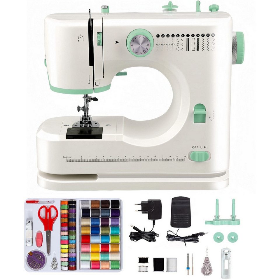 Fyrove Nähmaschine Nähmaschine Haushaltsnähmaschine mit 12 Stichmustern Nähzubehör-Set, 12 Programme, Tragbare Nähmaschine mit Doppelnadel, 2 Geschwindigkeit für Anfänger Bild 4