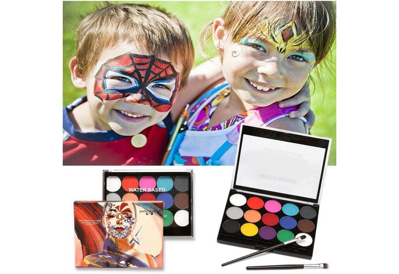 Sunwuun Theaterschminke Halloween Kinderschminke Set Face & Body Paint mit Schminkpalette Bild 3