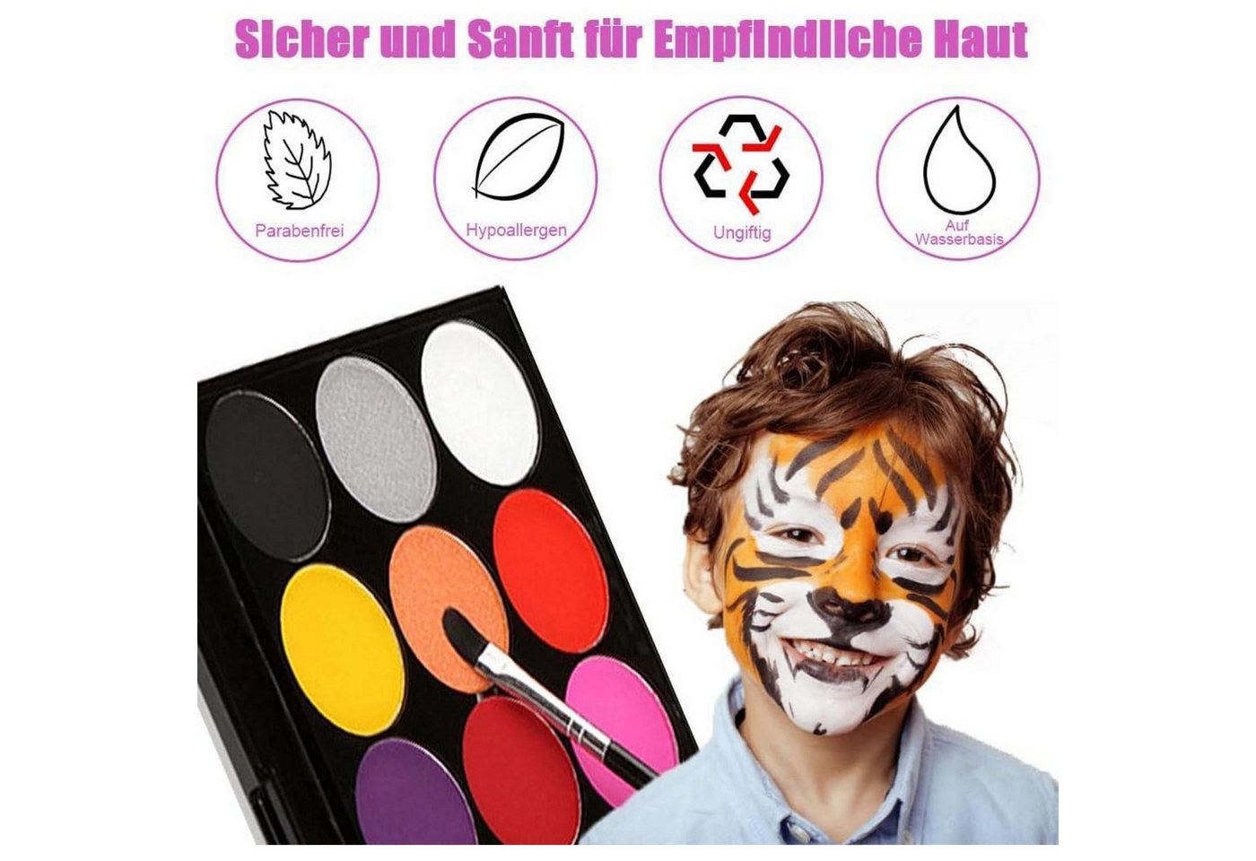 Sunwuun Theaterschminke Halloween Kinderschminke Set Face & Body Paint mit Schminkpalette Bild 4