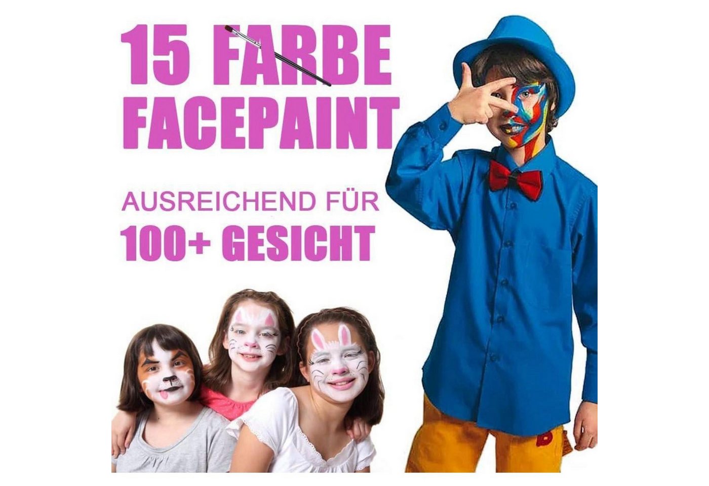 Sunwuun Theaterschminke Halloween Kinderschminke Set Face & Body Paint mit Schminkpalette Bild 5