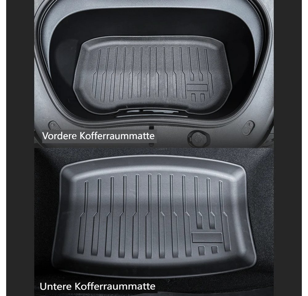AUDEW Auto-Fußmatten 9tlg TPE Innenraum- & Kofferraumschutz Automatten Zubehör, für Tesla Model Y Launch 2025+ Tesla Model Y Launch 2025+, Wasserdicht, Rutschfest