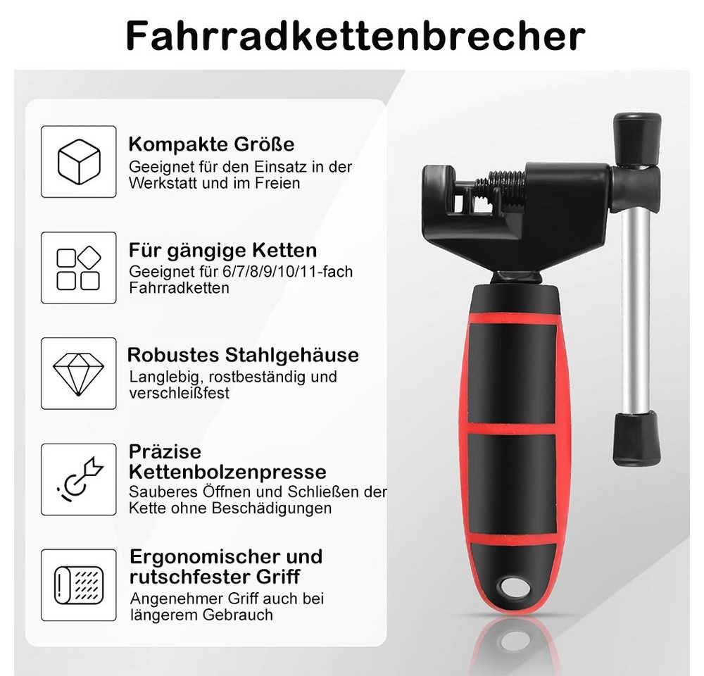 AFKSMILE Fahrradkette Fahrrad Werkzeug - Kettennieter Fahrrad, Kettenschloss Kettenzange Fahrradkette Reparatur Set für 6-11 Fach Fahrradkette Werkzeug Set Bild 2