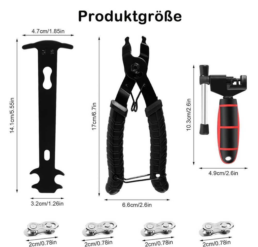 AFKSMILE Fahrradkette Fahrrad Werkzeug - Kettennieter Fahrrad, Kettenschloss Kettenzange Fahrradkette Reparatur Set für 6-11 Fach Fahrradkette Werkzeug Set Bild 5