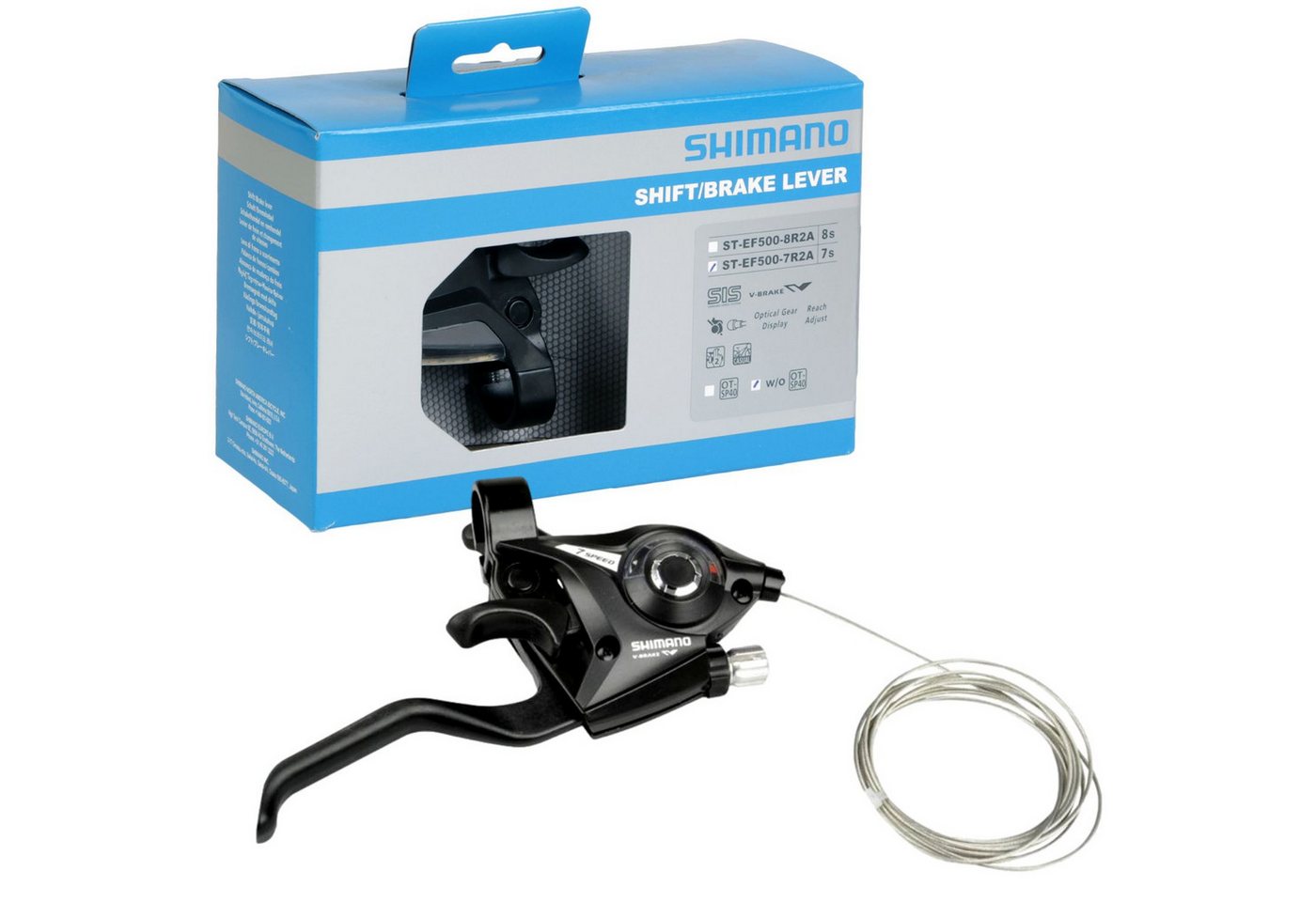 Shimano Schaltung Acera ST-EF500 Schalthebel / Bremshebel Rechts, 7-fach 2 Finger EZ-Fire Plus V-Brake mechanische Scheibenbremse MTB Bild 5