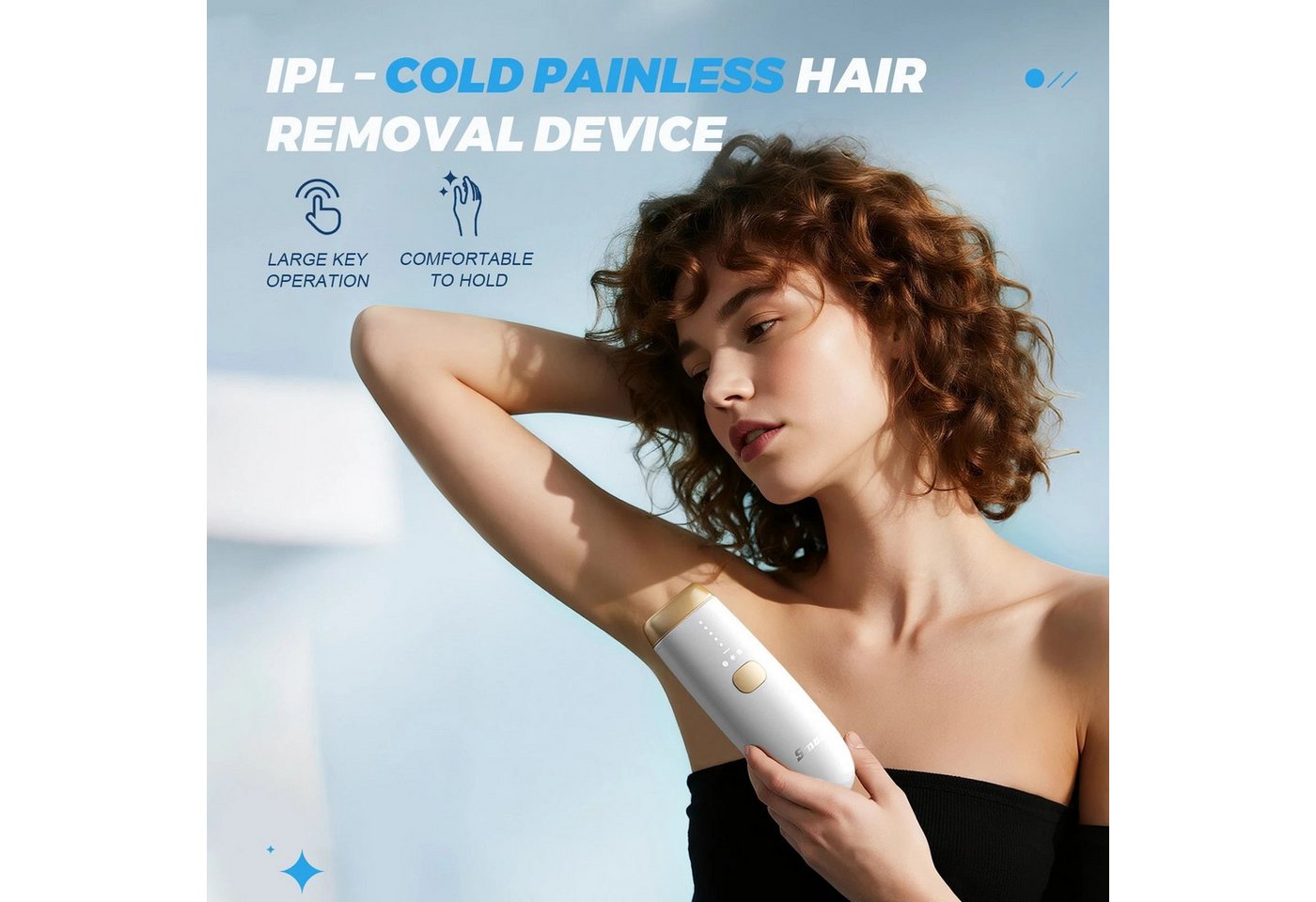 Smad IPL-Haarentferner DOIA-16JH2, 300000Intensitätsstufen Lichtimpulse, Komplettset: IPL-Gerät, Rasierer, Schutzbrille, Netzkabel, Verpackung, 300.000 Lichtimpulse,Dauerhafte Haarentfernung,Skin Sensor Bild 2