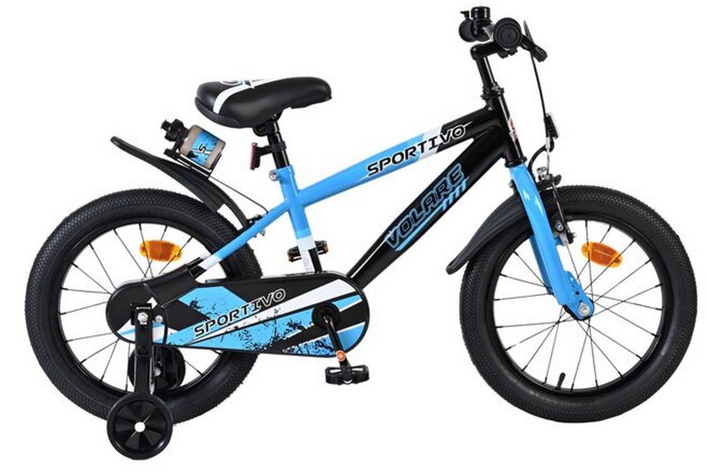 Volare Kinderfahrrad Sportivo Kinderfahrrad - Jungen - 16 Zoll - Blau Schwarz, Handbremse und Rücktrittbremse, abnehmbare Stützräder, Luftreifen Bild 3