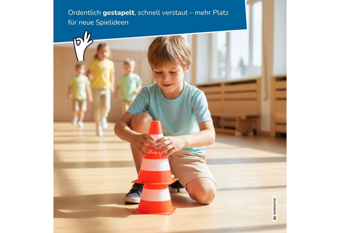 alldoro Pylonen 20er Set für Kinder, Kunststoff-Leitkegel orange-weiß, 18 cm hoch, Verkehrshütchen für Spiel, Sport, Freizeit & Verkehrserziehung Bild 3