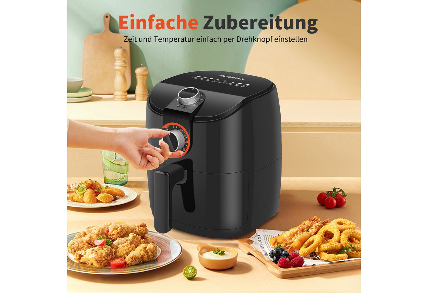 Aigostar Heißluftfritteuse, 1500,00 W, 30-Minuten-Timer, einstellbare Temperatur für gesundes Bild 5