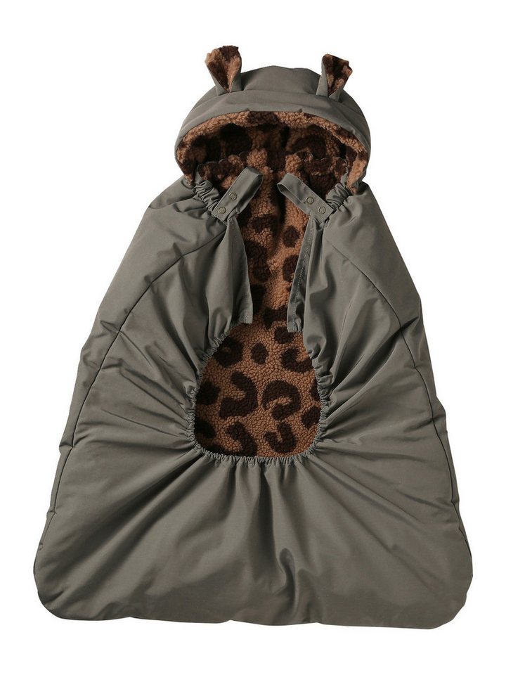 vertbaudet Babytrage Wintercover für die Babytrage mit Kapuze, Teddyfleece-Futter, Leopardenmuster Bild 3